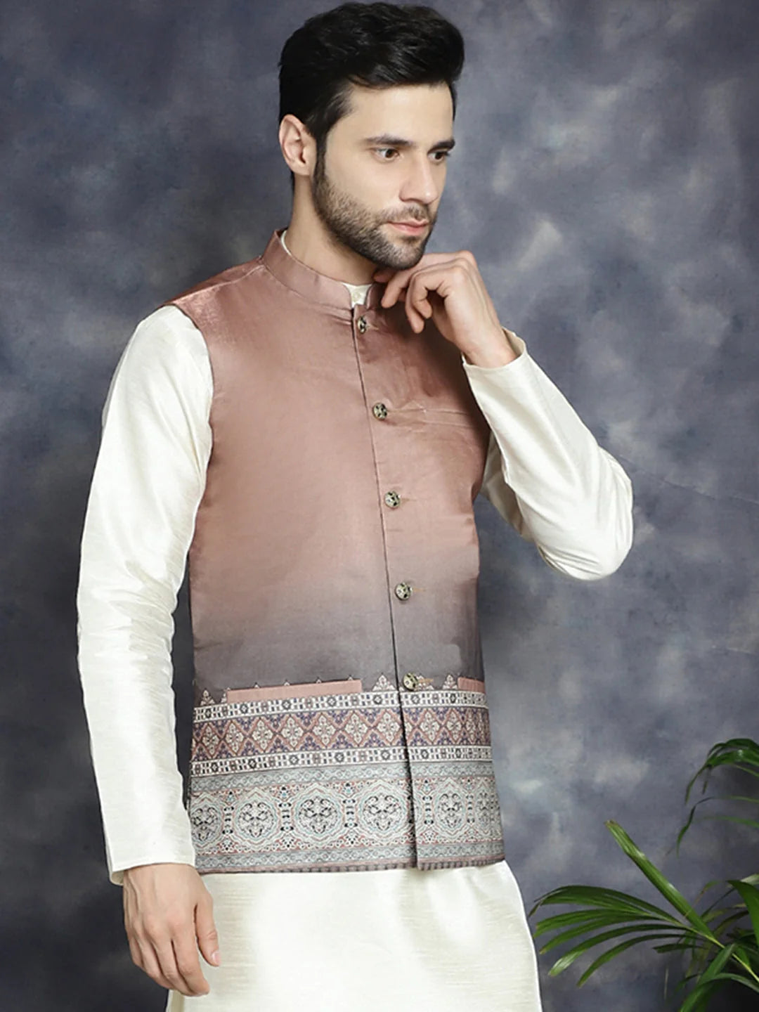 Traditional Brown Cotton Nehru Jacket for Men | Ethnic Nehru Jackets