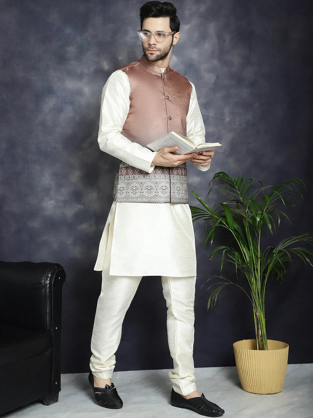 Traditional Brown Cotton Nehru Jacket for Men | Ethnic Nehru Jackets