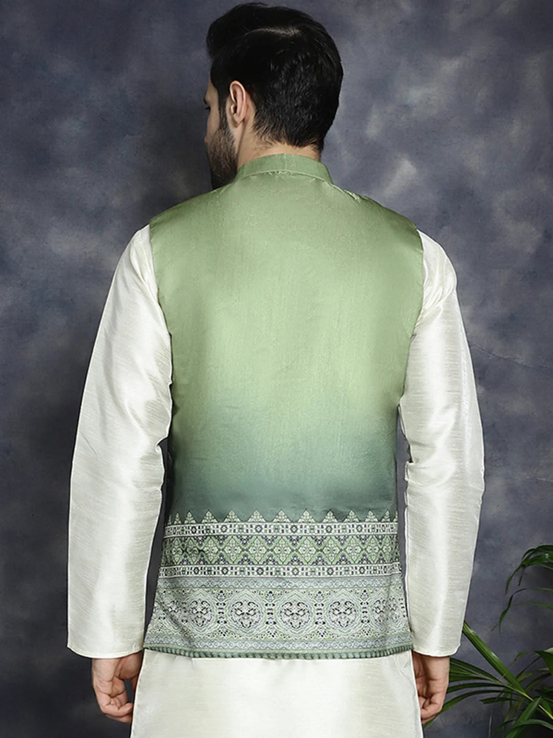 Men's Green Cotton Nehru Jacket | Stylish Nehru Collar Jacket