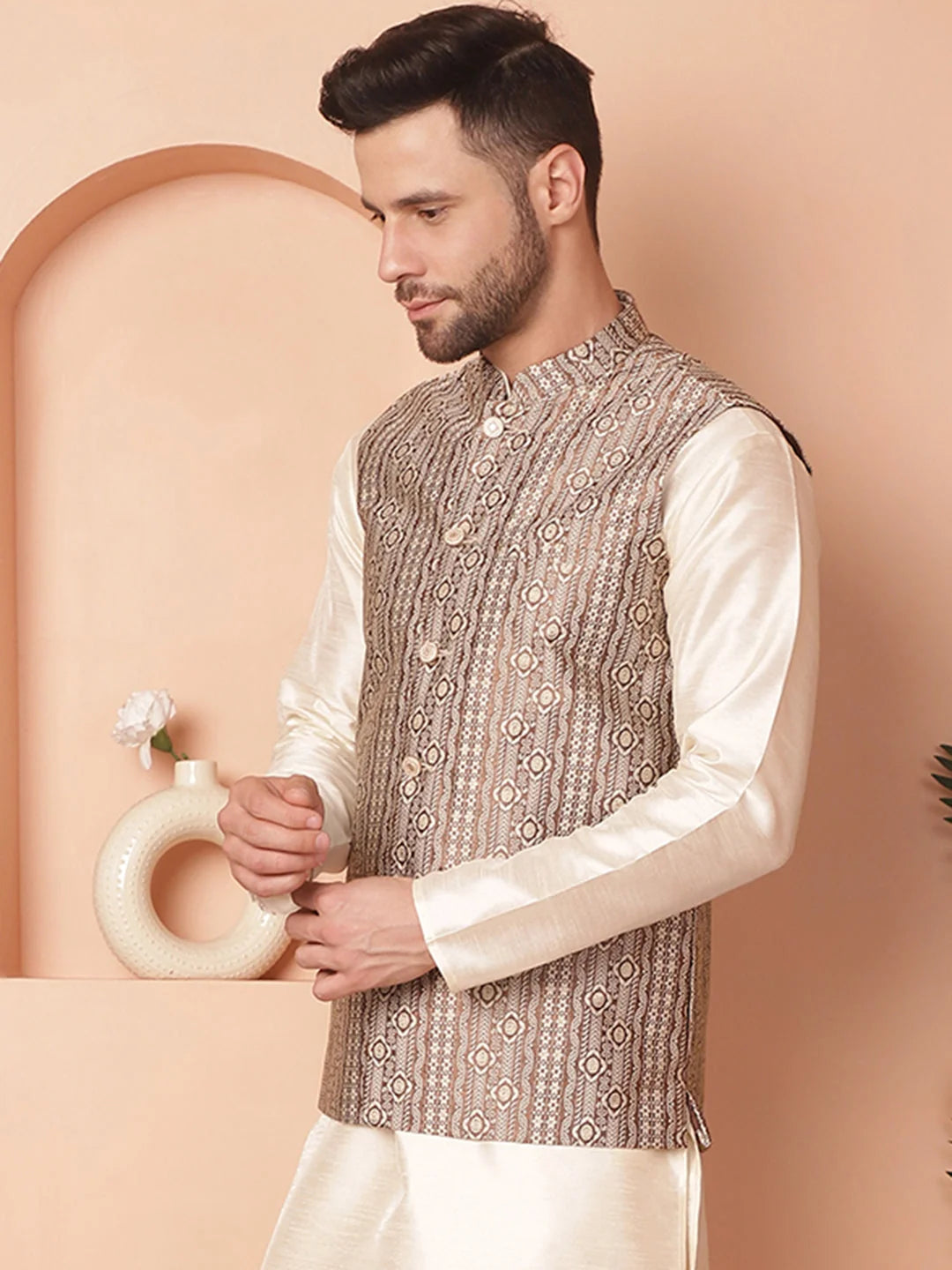 Brown Nehru Jacket for Men - Indian Nehru Jackets for Wedding