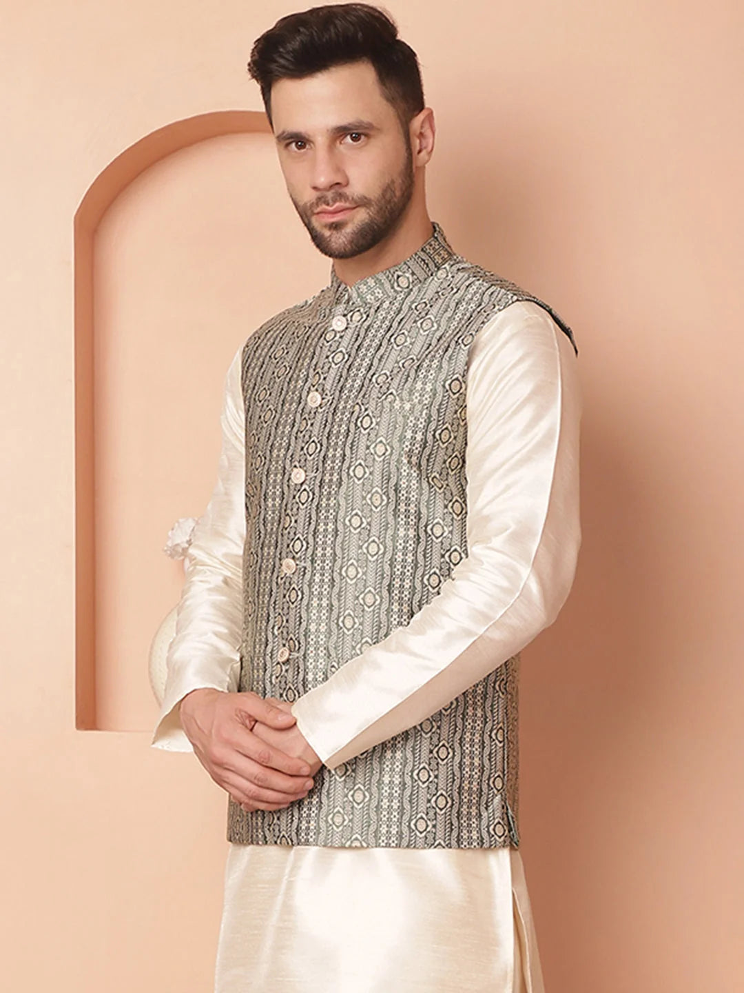 Green Men's Nehru Jacket - Modi Jacket Style | Ethnic Wear