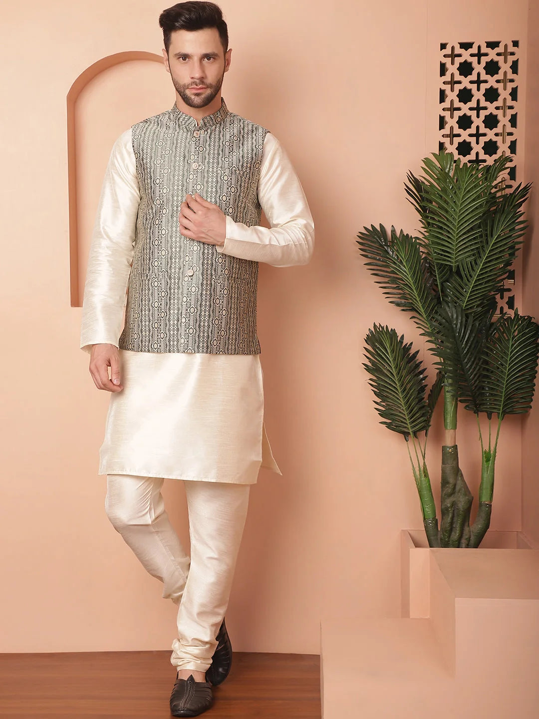 Green Men's Nehru Jacket - Modi Jacket Style | Ethnic Wear