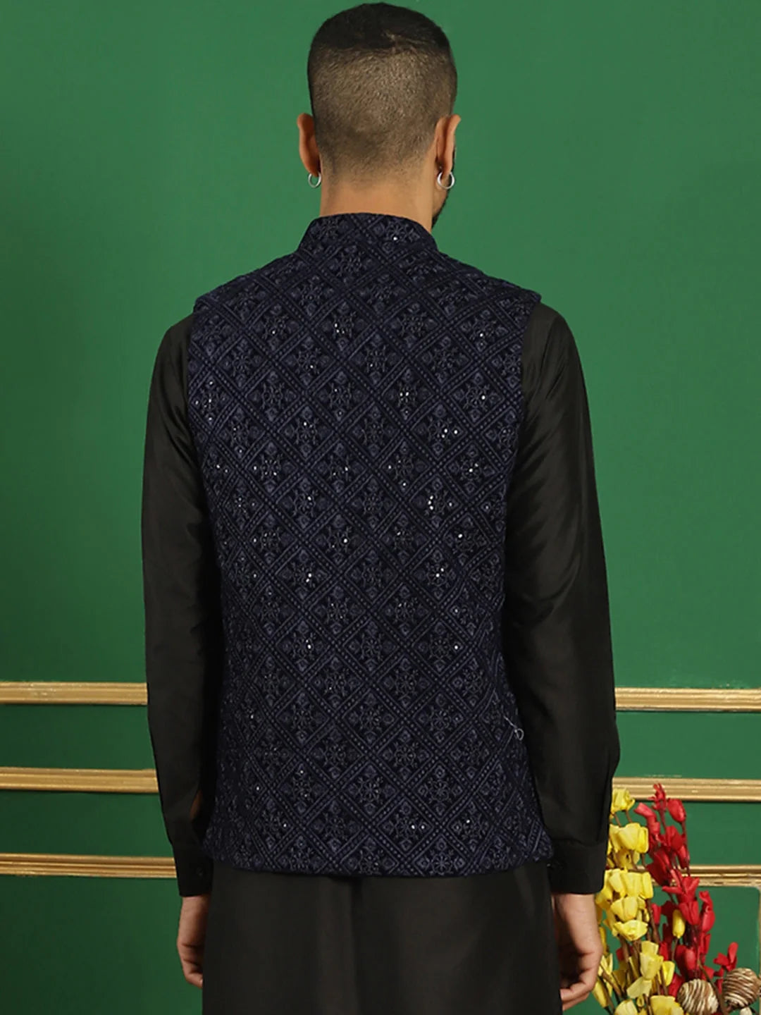 Navy Blue Velvet Nehru Jacket: Stylish Indian Nehru Jackets