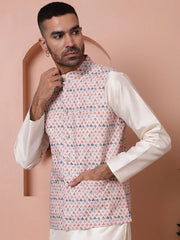 Floral Printed and Embroidered Nehru Jacket for Men-JOWC-4100Multi