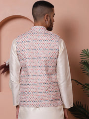 Floral Printed and Embroidered Nehru Jacket for Men-JOWC-4100Multi