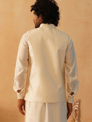 Embroidered With Sequin Silk Blend Nehru Jacket-JOWC-4104Multi