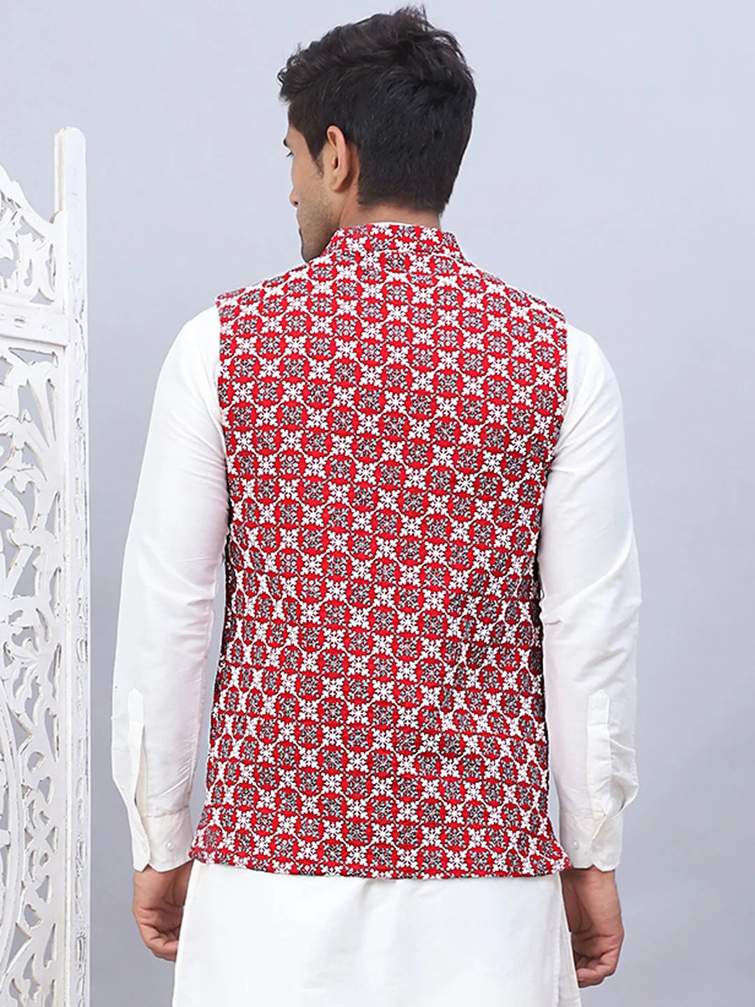 Maroon Cotton Embroidered Nehru Jacket | Indian Nehru Jackets