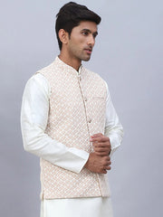 Embroidered Viscose Rayon Nehru Jacket-JOWC-4113Beige