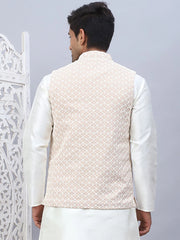Embroidered Viscose Rayon Nehru Jacket-JOWC-4113Beige