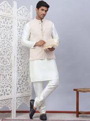 Embroidered Viscose Rayon Nehru Jacket-JOWC-4113Beige