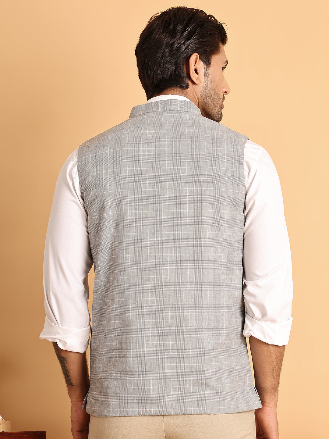 DesiQlo Men Checked Men Waistcoat Nehru Jacket - Multicolor