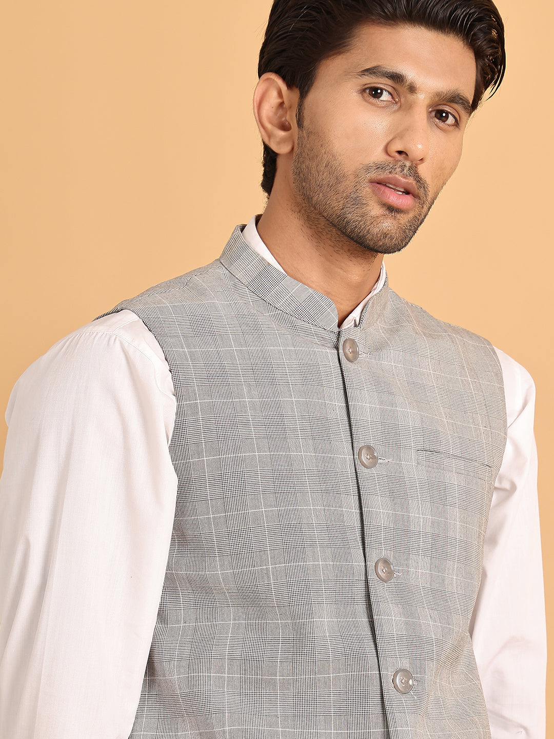 DesiQlo Men Checked Men Waistcoat Nehru Jacket - Multicolor