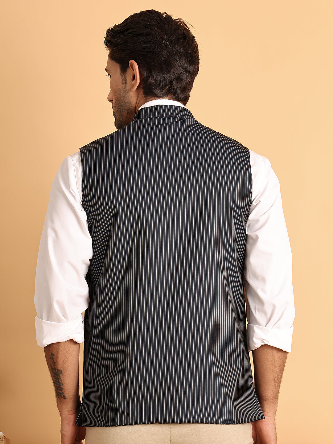 DesiQlo Men Checked Men Waistcoat Nehru Jacket - Blue - JOWC_4117Navy_