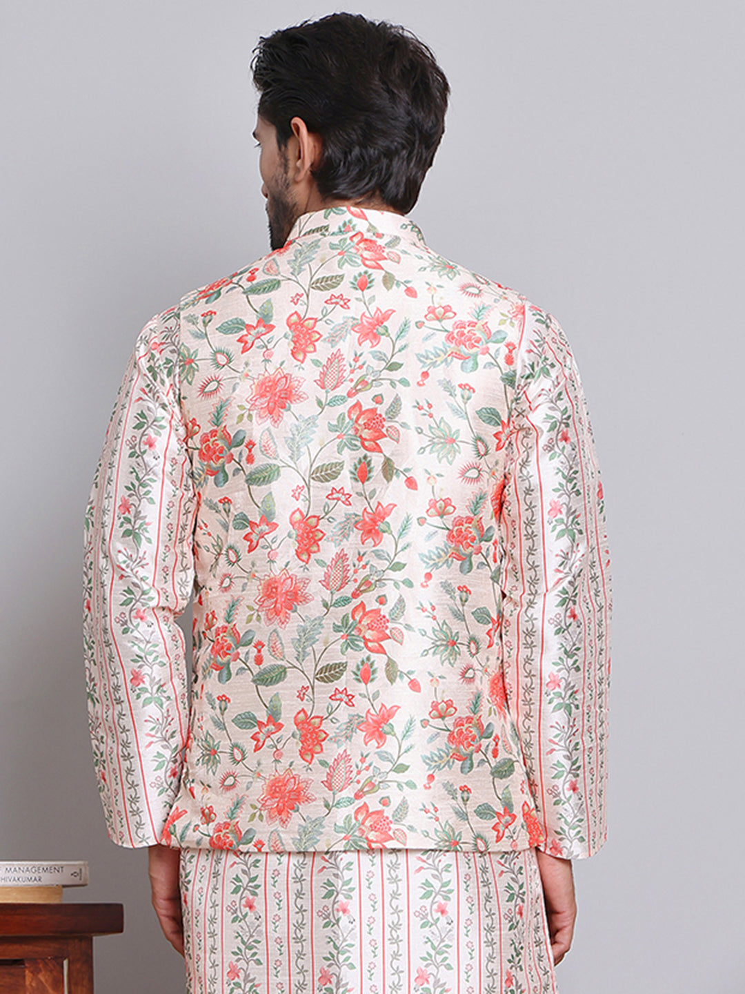 DesiQlo Men Printed Men Waistcoat Nehru Jacket - Gold