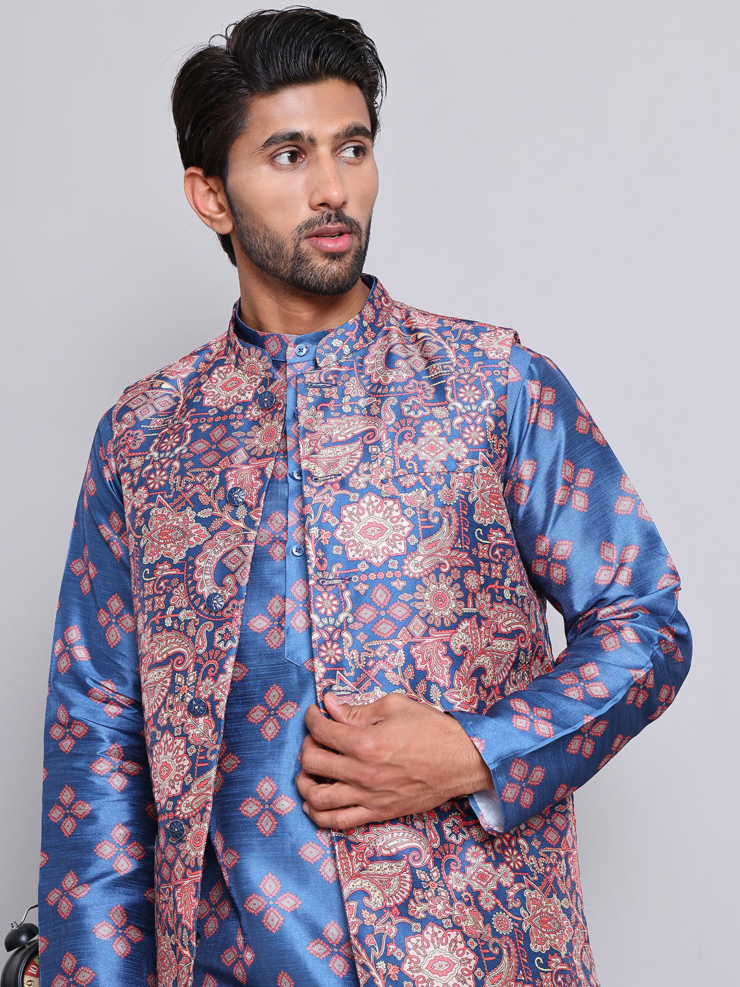 DesiQlo Men Printed Men Waistcoat Nehru Jacket - Multicolor