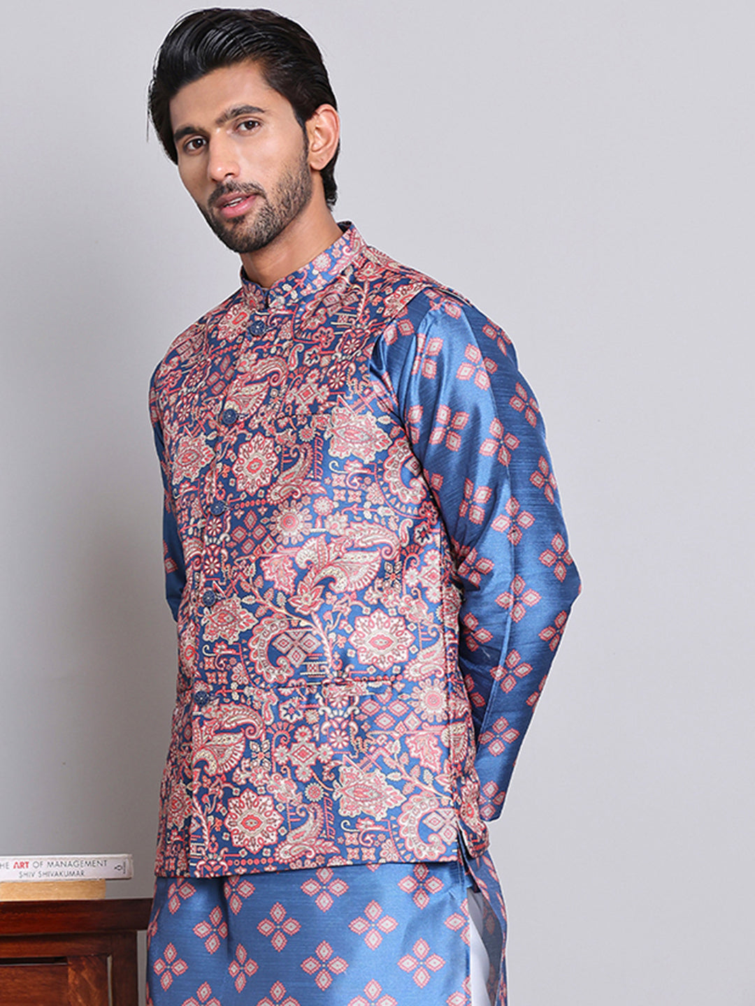 DesiQlo Men Printed Men Waistcoat Nehru Jacket - Multicolor