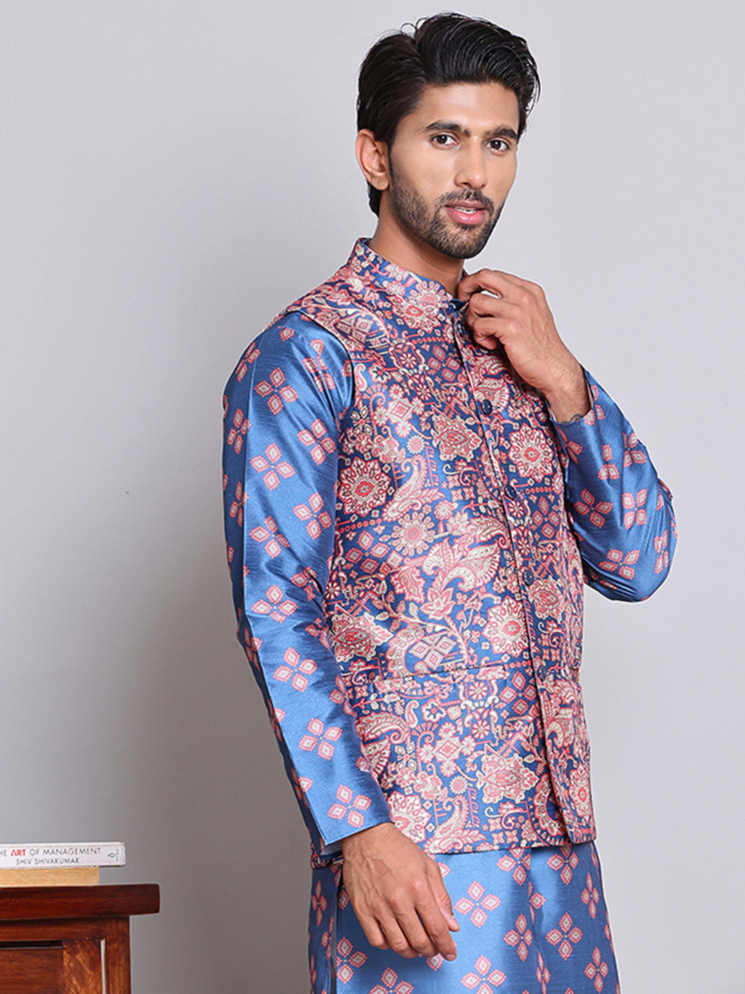 DesiQlo Men Printed Men Waistcoat Nehru Jacket - Multicolor