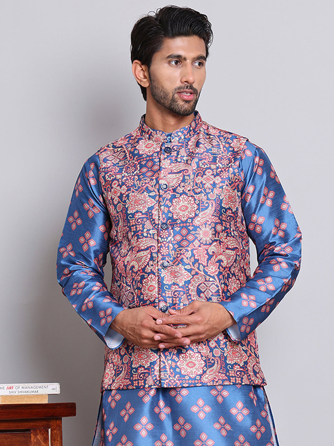 DesiQlo Men Printed Men Waistcoat Nehru Jacket - Multicolor