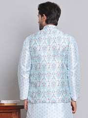 Digital Printed Nehru Jacket For Men ( JOWC 4122Sky )