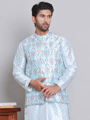 Digital Printed Nehru Jacket For Men ( JOWC 4122Sky )