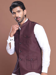 Maroon Soild Nehru Jacket for Men ( JOWC 4128 Maroon )