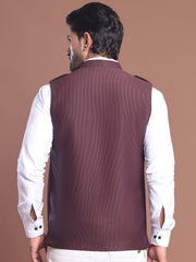Maroon Soild Nehru Jacket for Men ( JOWC 4128 Maroon )