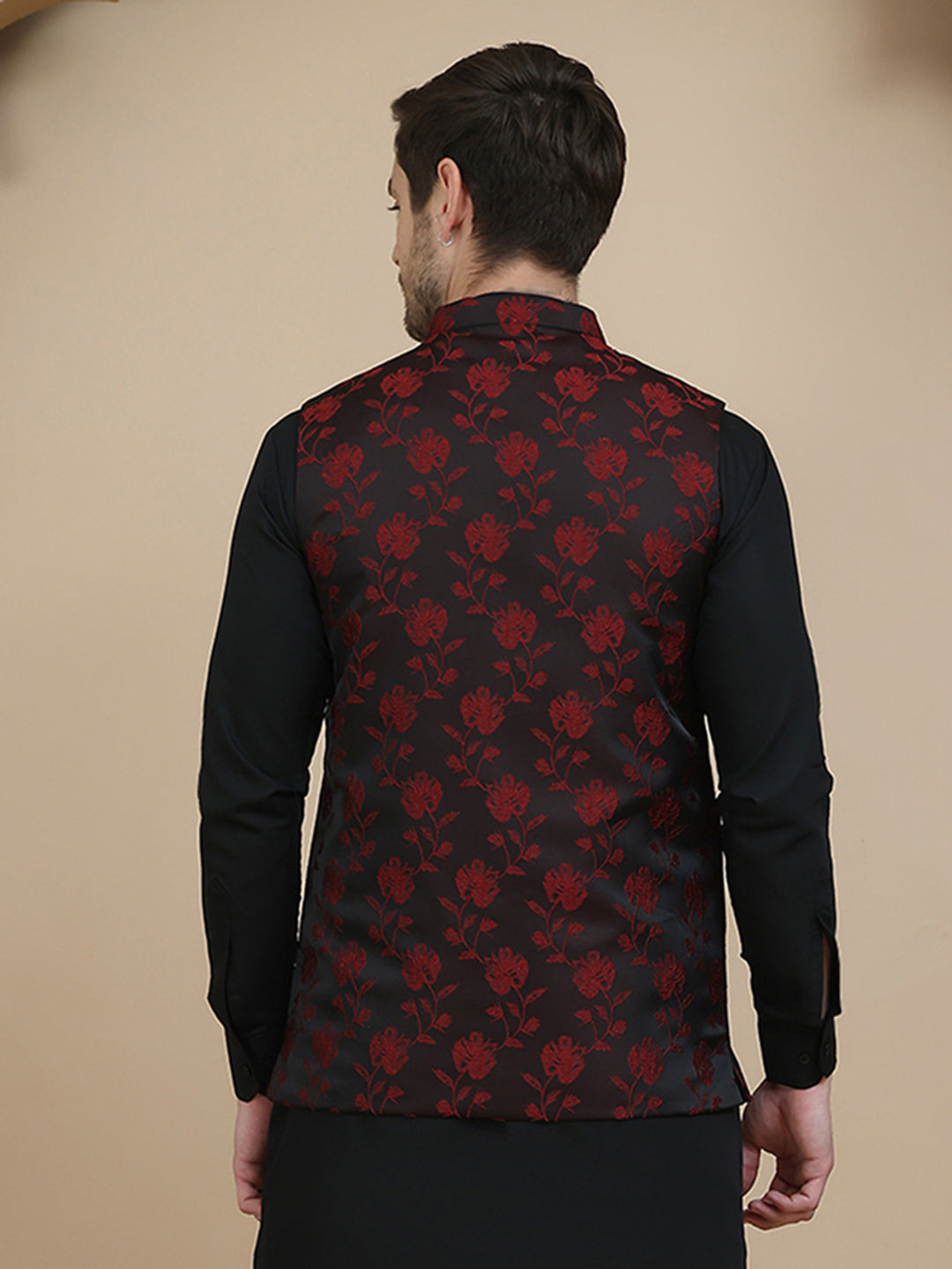 DesiQlo Men Embellished Men Waistcoat Nehru Jacket - Maroon