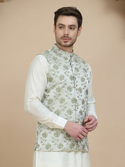 Embossed Nehru Jacket for Men ( JOWC 4133 Pista )