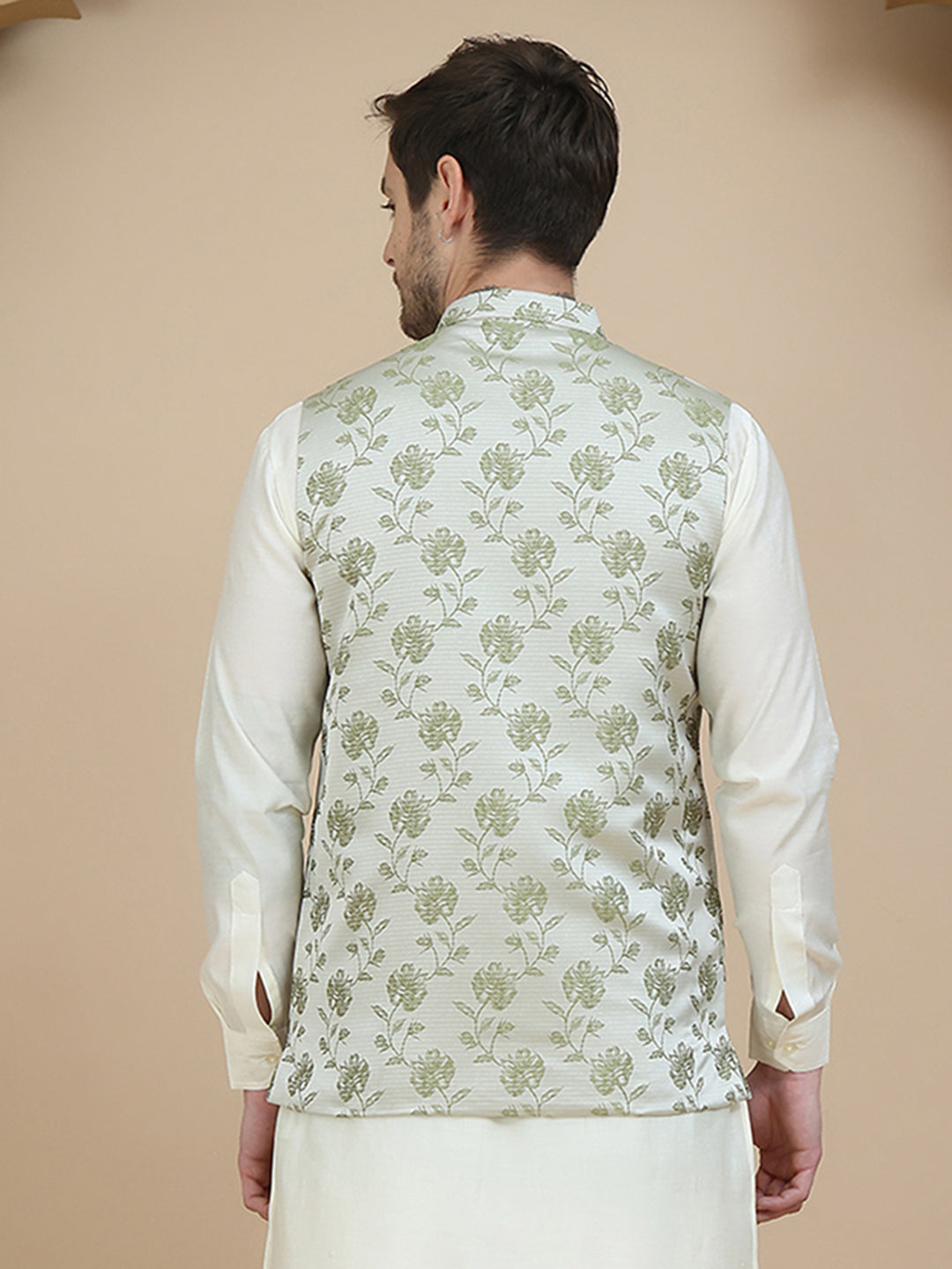 DesiQlo Men Embellished Men Waistcoat Nehru Jacket - Green