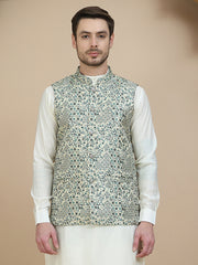 Woven Design Nehru Jacket for Men ( JOWC 4134 Blue )
