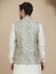 Woven Design Nehru Jacket for Men ( JOWC 4134 Navy )