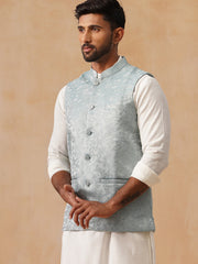 Woven Design Nehru Jacket for Men ( JOWC 4135 Sky )