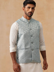 Woven Design Nehru Jacket for Men ( JOWC 4135 Sky )