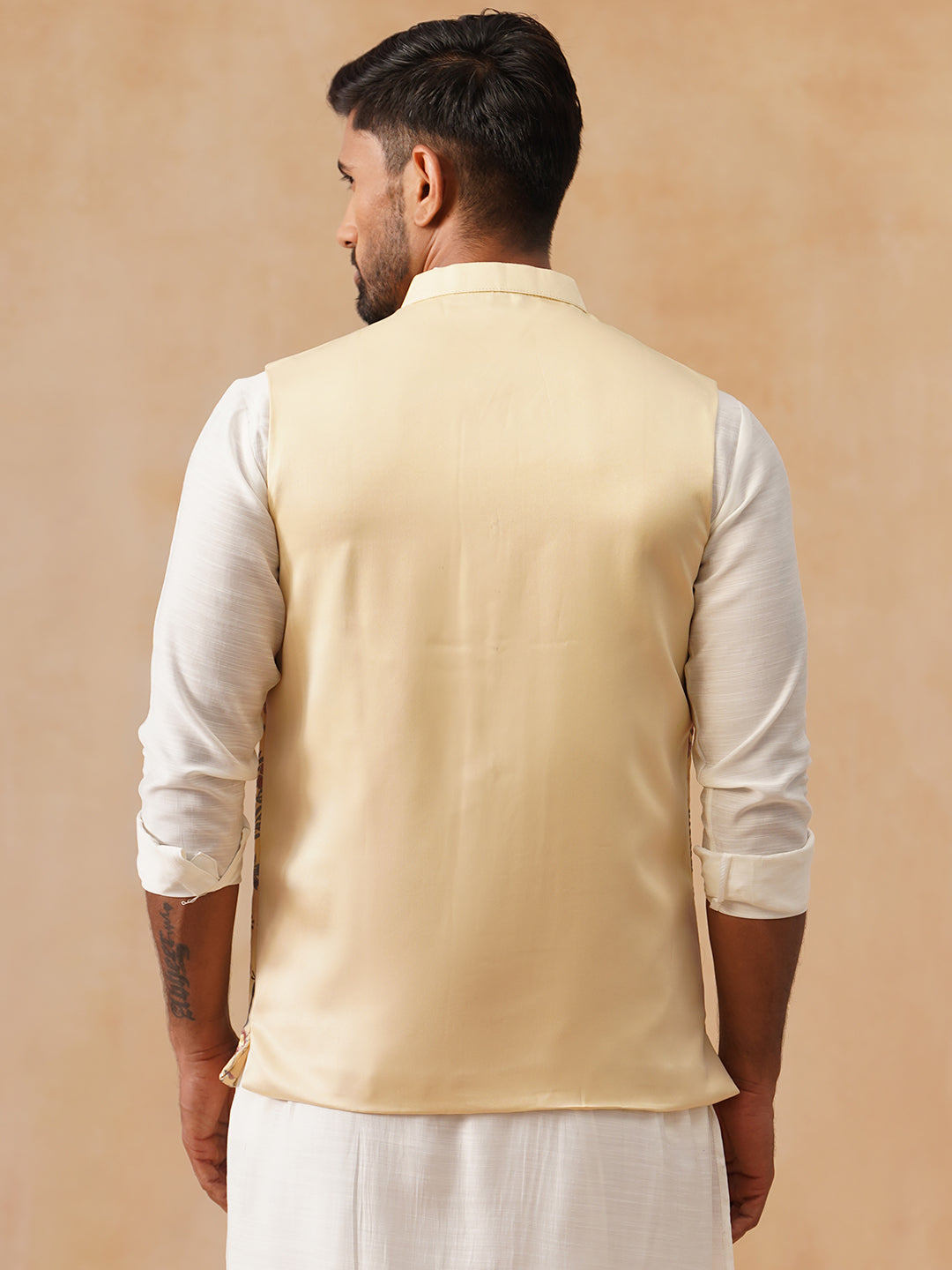DesiQlo Men Embroidered Men Waistcoat Nehru Jacket - Ye - JOWC_4136Yel