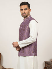 Traditional Woven Jacquard Nehru Jacket ( JOWC 4139Voilet )