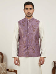Traditional Woven Jacquard Nehru Jacket ( JOWC 4139Voilet )