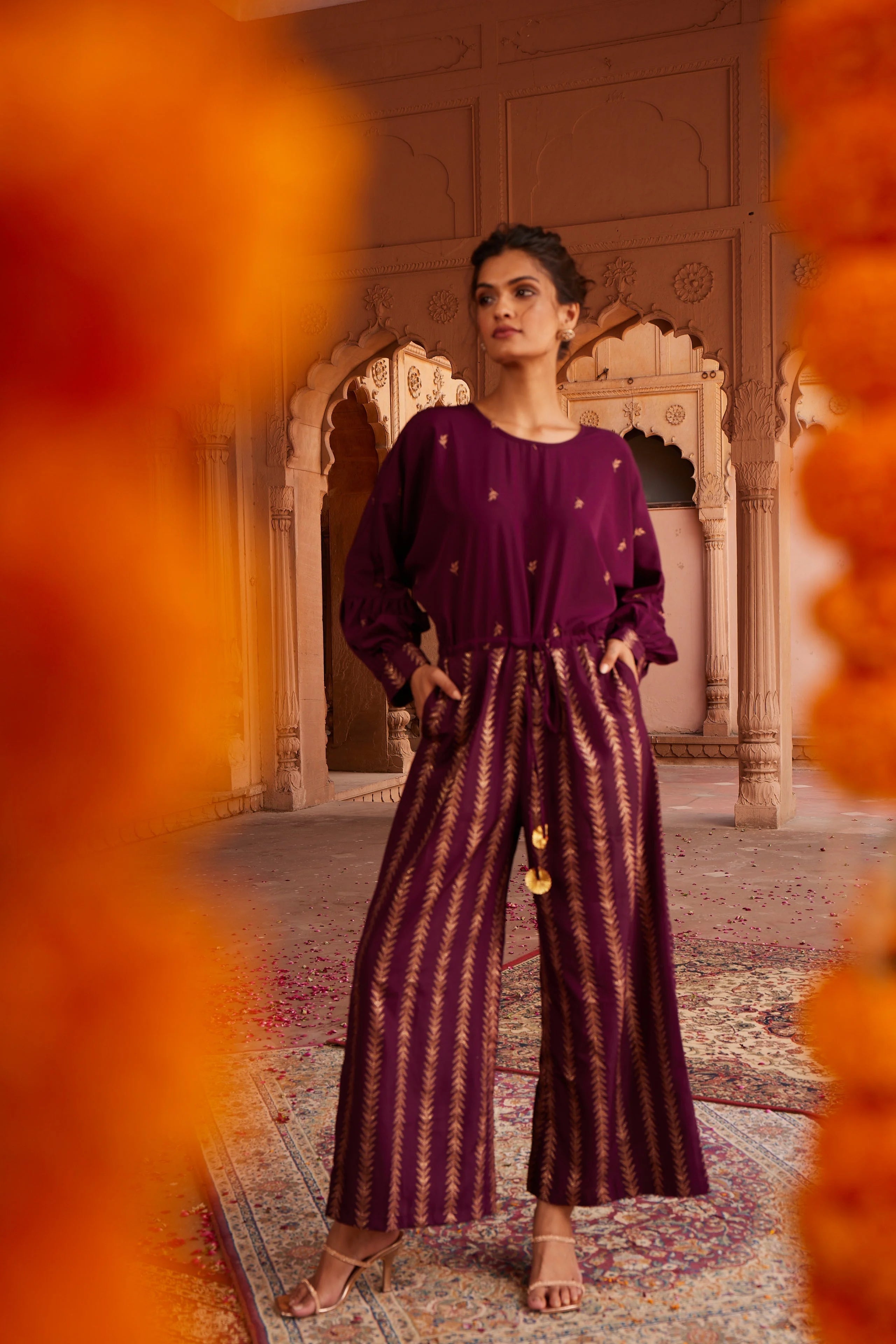 Purple Printed Women's Jumpsuit | Trendy One-Piece Outfit