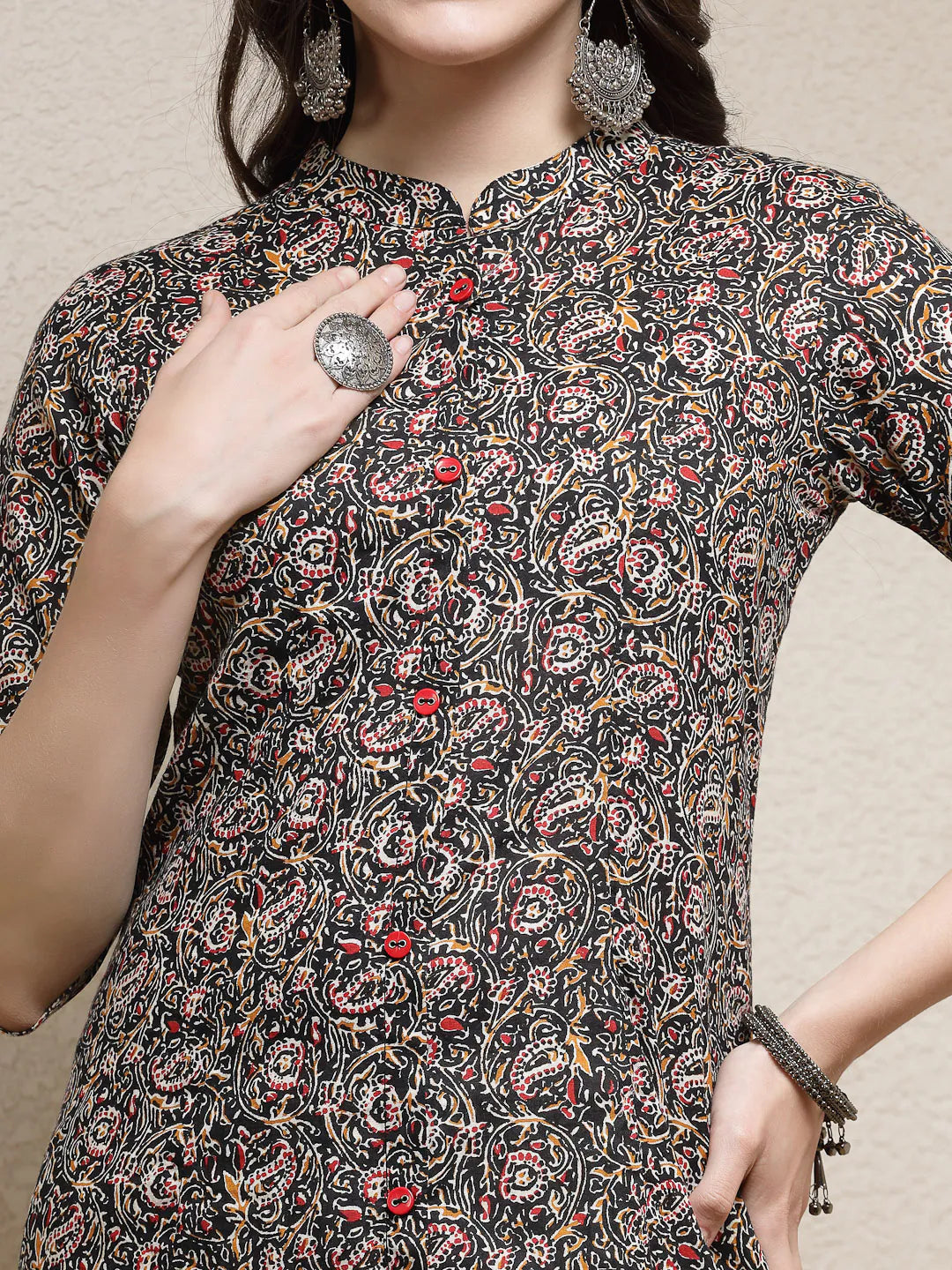 Floral Cotton A-Line Kurta - Indian Kurtis for Women Online
