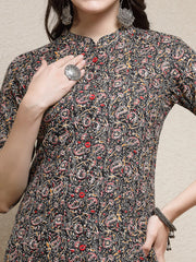 Women's Floral Printed Cotton A-Line Kurta-JUPITER
