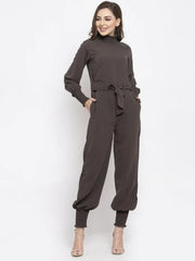 DesiQlo Women Grey Solid Basic Jumpsuit ( JUP 8002 Grey )