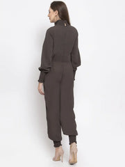 DesiQlo Women Grey Solid Basic Jumpsuit ( JUP 8002 Grey )