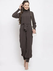 DesiQlo Women Grey Solid Basic Jumpsuit ( JUP 8002 Grey )