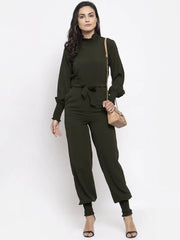 DesiQlo Women Olive Green Solid Basic Jumpsuit ( JUP 8002 OLive )