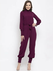DesiQlo Women Purple Solid Basic Jumpsuit ( JUP 8002 Purple )