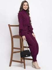 DesiQlo Women Purple Solid Basic Jumpsuit ( JUP 8002 Purple )