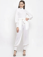 DesiQlo Women White Solid Basic Jumpsuit ( JUP 8002 White )