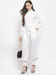 DesiQlo Women White Solid Basic Jumpsuit ( JUP 8002 White )