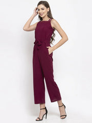 DesiQlo Women Purple Solid Embellished Jumpsuit ( JUP 8004 Purple )