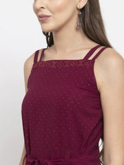 DesiQlo Women Purple Solid Embellished Jumpsuit ( JUP 8004 Purple )