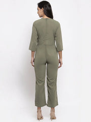 Women Pista-Green Solid Jumpsuit